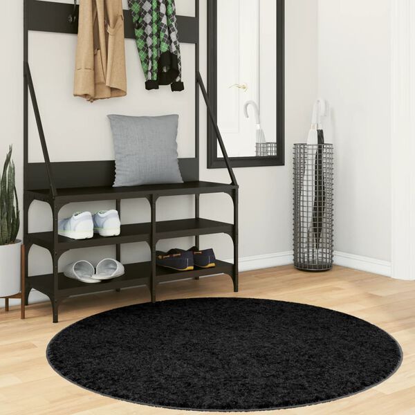 vidaXL Rug OVIEDO Short Pile Black &Oslash; 120 cm