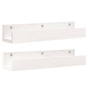vidaXL Wall Shelves 2 pcs White 50x12x9 cm Solid Wood Pine