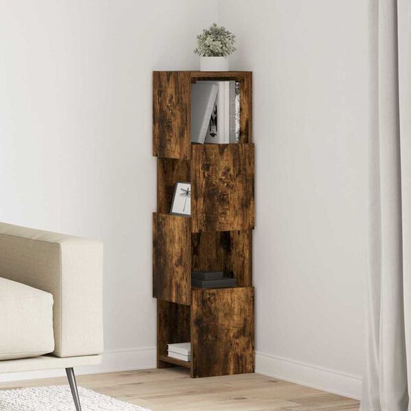 vidaXL Corner Cabinet Smoked Oak 25.5x25x102cm Engineered Wood