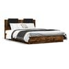 vidaXL Bed Frame with LED without Mattress Smoked Oak 120x200 cm