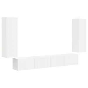 vidaXL TV Wall Cabinet Set Wall-mounted 4 pcs White Engineered Wood