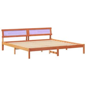 vidaXL Bed Frame with Headboard Wax Brown 200 x 200 cm Solid Pine Wood