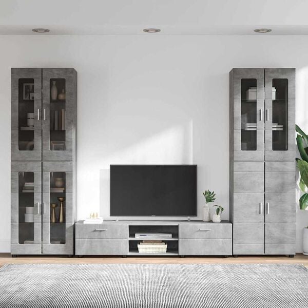 vidaXL TV Cabinet Set with Drawer Concrete Grey Engineered Wood