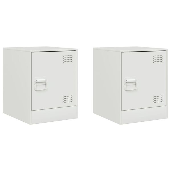 vidaXL Bedside Cabinets 2 pcs White 34.5x39x44 cm Steel