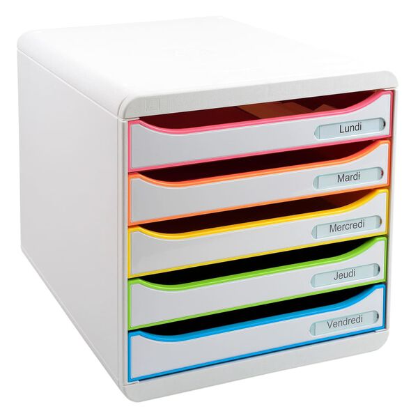 Exacompta Big-Box Plus Desktop Drawer Set Black Office with 5 Drawers White