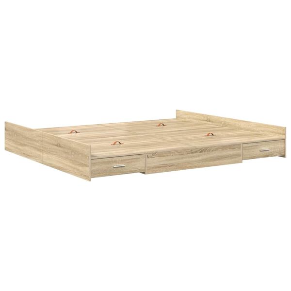 vidaXL Storage Bed Frame Sonoma Oak 180 x 200 cm Engineered Wood