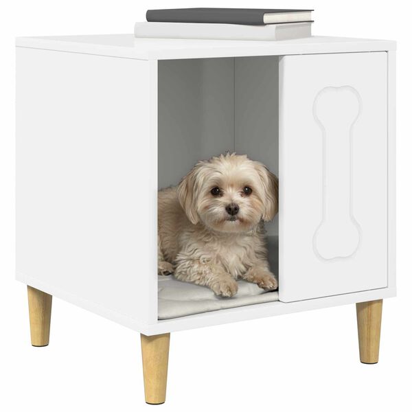 vidaXL Dog House Gloss White 44 x 42 x 49 cm Engineered Wood