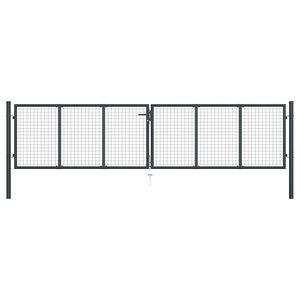 vidaXL Mesh Garden Gate Galvanised Steel 400x75 cm Grey