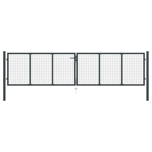 vidaXL Mesh Garden Gate Galvanised Steel 400x75 cm Grey