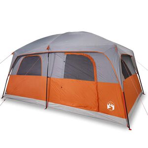vidaXL Family Tent Cabin 8-Person Grey and Orange Waterproof