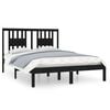 vidaXL Bed Frame without Mattress Black Solid Wood Small Double