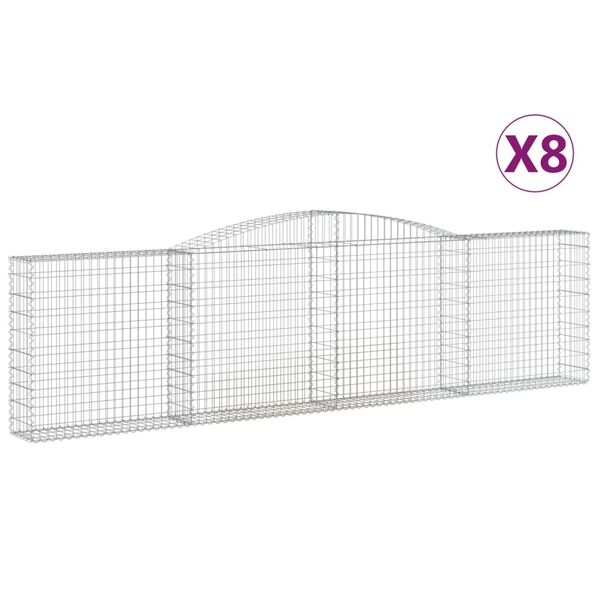 vidaXL Arched Gabion Baskets 8 pcs 400x30x100/120 cm Galvanised Iron
