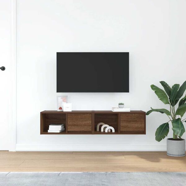 vidaXL TV Cabinets 2 pcs Brown Oak 60x31x25.5 cm Engineered Wood