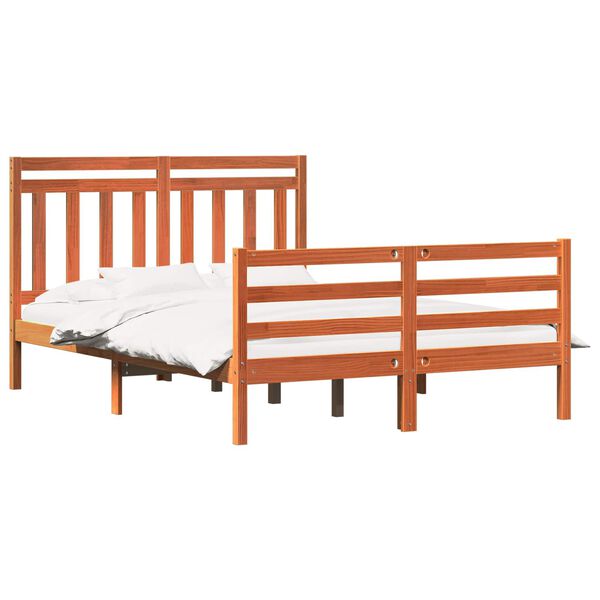 vidaXL Bed Frame with Headboard Wax Brown 160 x 200 cm