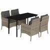 vidaXL 5 Piece Garden Dining Set with Cushions Light Grey Poly Rattan