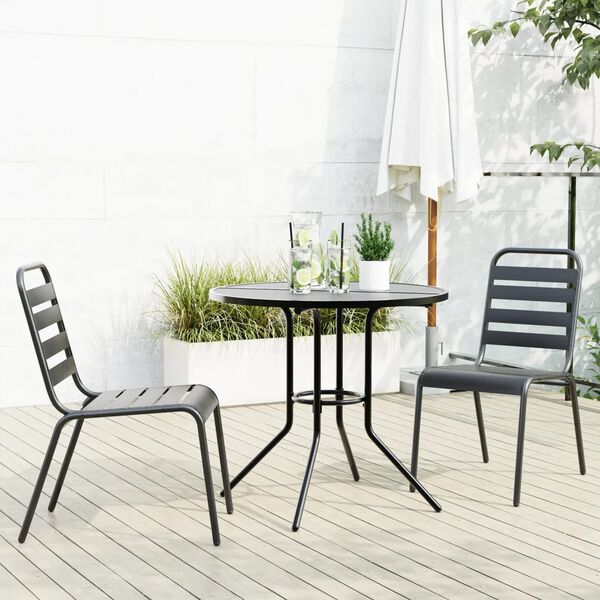 vidaXL Stackable Garden Chair Set 3 pcs Anthracite Powder-coated Steel