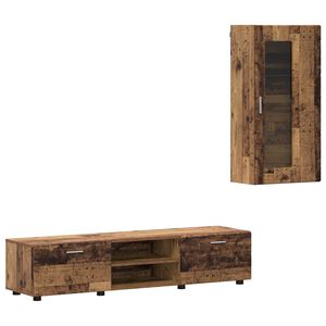 vidaXL TV Cabinet Set with Drawer FLORIN Old Wood Engineered Wood