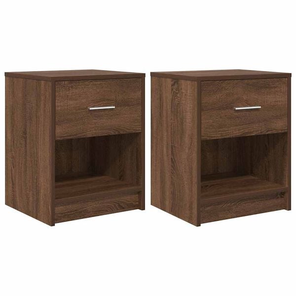 vidaXL Bedside Cabinets 2 pcs with Drawer Brown Oak 40x34x50 cm