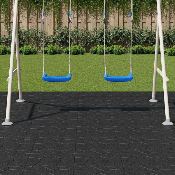 vidaXL Stepping Stone 6 pcs Black 40.5 x 40.5 x 2 cm Rubber