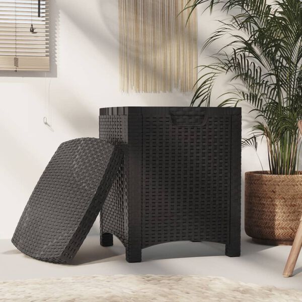 vidaXL Garden Storage Box 39x39x46 cm PP Rattan Graphite