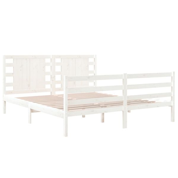 vidaXL Bed Frame without Mattress White 150x200 cm King Size Solid Wood Pine