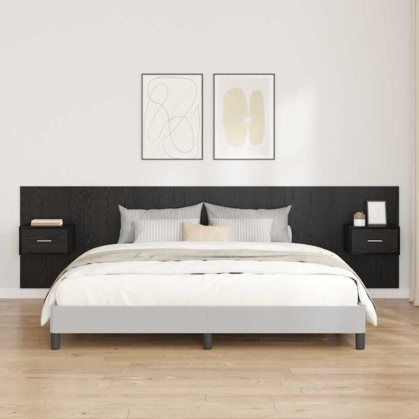 vidaXL Headboard with Cabinet 3 pcs Black Oak Engineered Wood