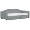 vidaXL Daybed with Trundle and Drawers Light Grey 90x190 cm Fabric