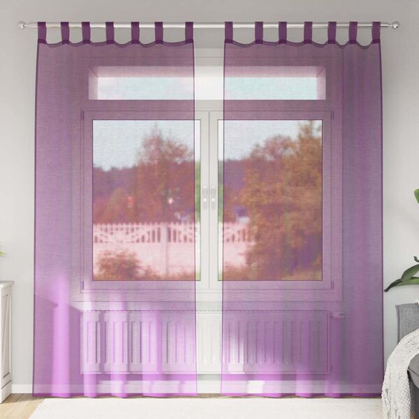 vidaXL Voile Curtains with Loops 2 pcs Purple 140x225 cm