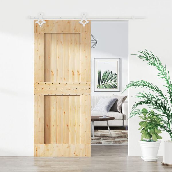 vidaXL Sliding Door with Hardware Set 85x210 cm Solid Wood Pine