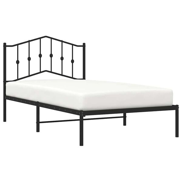 vidaXL Metal Bed Frame without Mattress with Headboard Black 100x190cm
