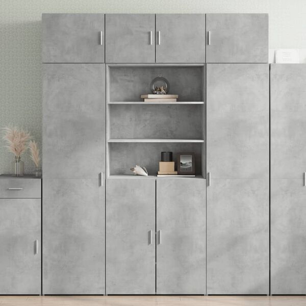 vidaXL Storage Cabinet Concrete Grey 80x42.5x225 cm Engineered Wood
