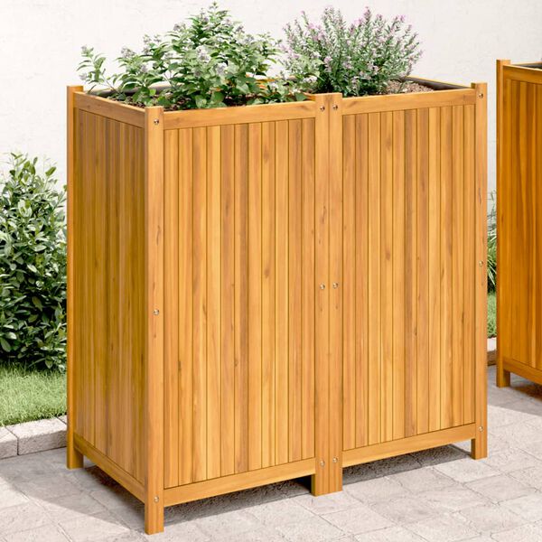 vidaXL Garden Planter with Liner 100x50x100 cm Solid Wood Acacia