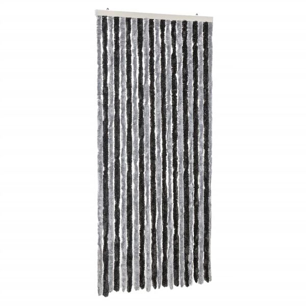 vidaXL Fly Curtain Grey and Black 90x220 cm Chenille