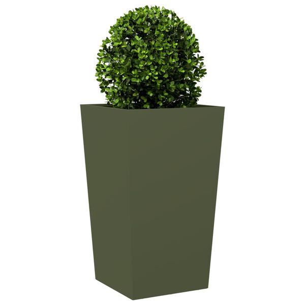 vidaXL Garden Planters Olive Green 2 pcs 45x45x75 cm Steel