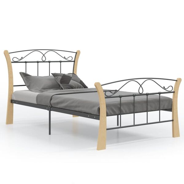 vidaXL Bed Frame without Mattress Black Metal 100x200 cm