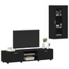 vidaXL TV Cabinet Set with Drawer FLORIN Black Engineered Wood