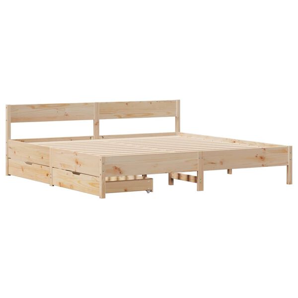 vidaXL Bed Frame without Mattress 180x200 cm Super King Solid Wood Pine