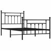 vidaXL Metal Bed Frame without Mattress with Footboard Black 100x190cm