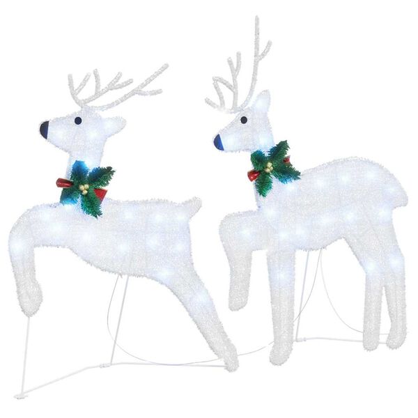 vidaXL LED Reindeers 5 pcs Silver Fabric