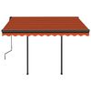 vidaXL Manual Retractable Awning with LED 3.5x2.5 m Orange and Brown