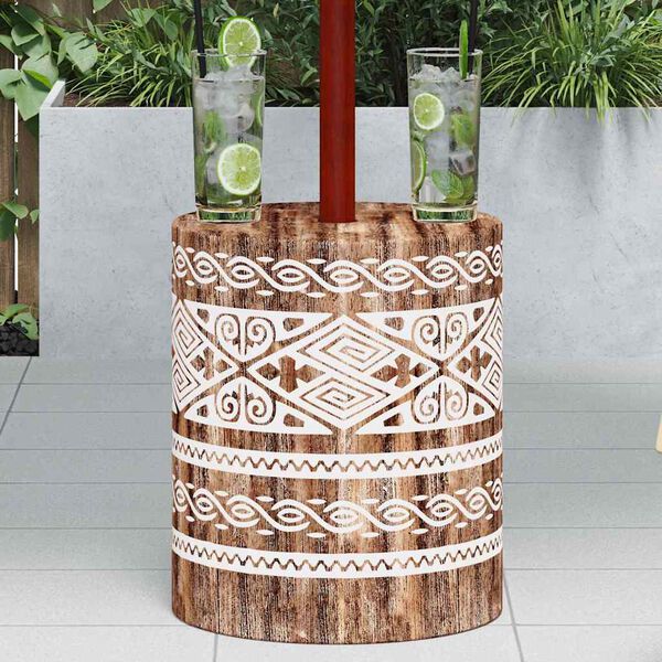 vidaXL Parasol Base White Washed Ø34 x 40 cm Solid Wood