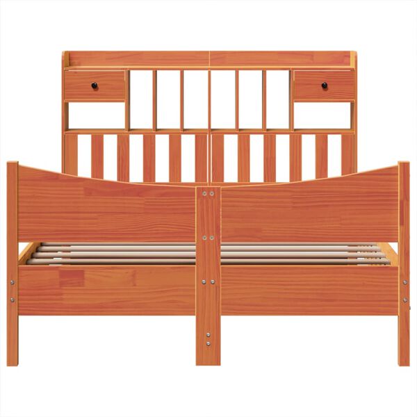 vidaXL Bed Frame without Mattress Wax Brown 140x190 cm Solid Wood Pine