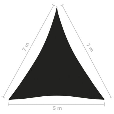 vidaXL Sunshade Sail Oxford Fabric Triangular 5x7x7 m Black