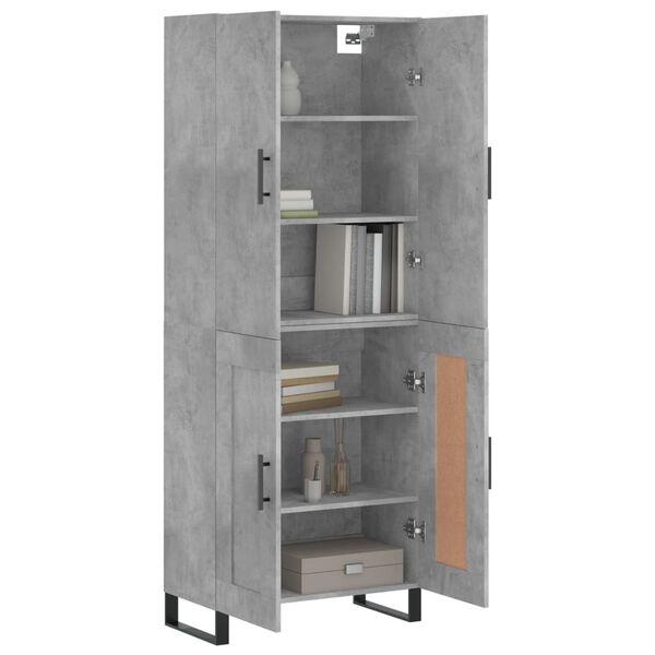 vidaXL Highboard Concrete Grey 69.5x34x180 cm Engineered Wood