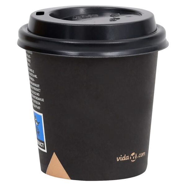 vidaXL Coffee Paper Cups with Lids 120 ml 1000 pcs Black