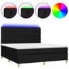 vidaXL Box Spring Bed with Mattress&LED Black 160x200 cm Fabric
