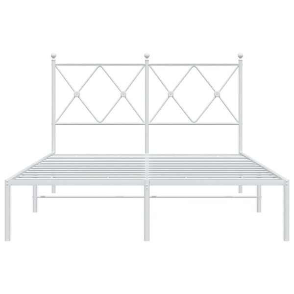 vidaXL Metal Bed Frame without Mattress with Headboard White 120x190cm