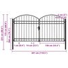 vidaXL Fence Gate Double Door with Arched Top Steel 300x175 cm Black