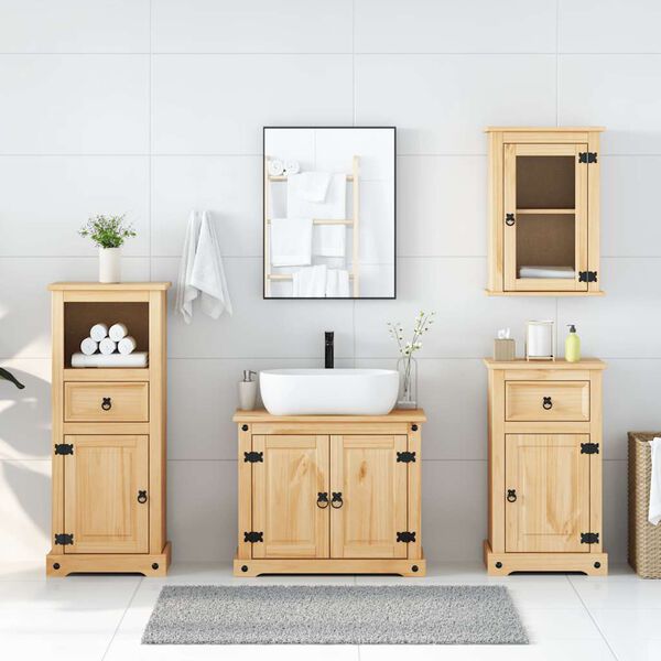vidaXL 4 Piece Bathroom Furniture Set Corona Solid Wood Pine