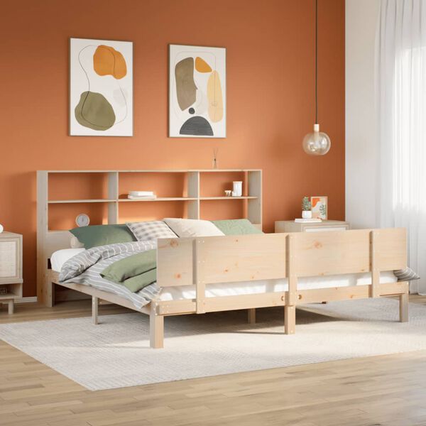 vidaXL Bookcase Bed without Mattress 200x200cm Solid Wood Pine